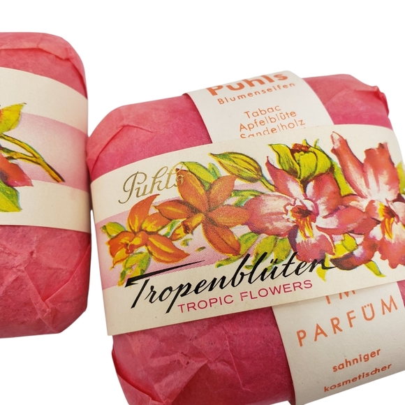 Vintage Puhls Tropenbluten Tropic Flowers  Soap Bars  New in Package - Picture 3 of 7
